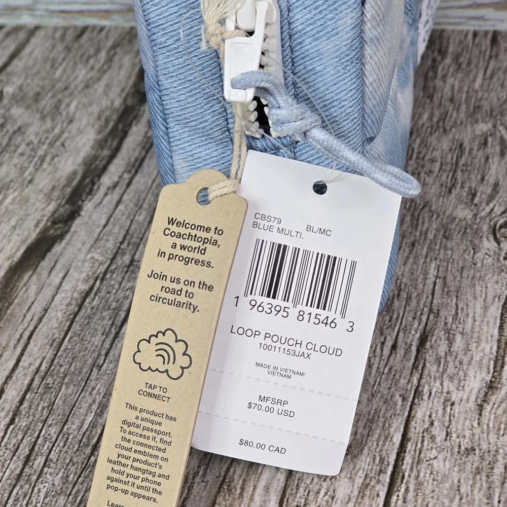 *NWT* COACHTOPIA Loop Pouch, Coach Blue Cloud Mini Bag Pouch - Picture 3 of 9